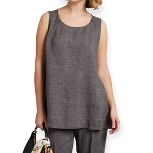 ANNECLAIRE Flax Linen Sleeveless Top
